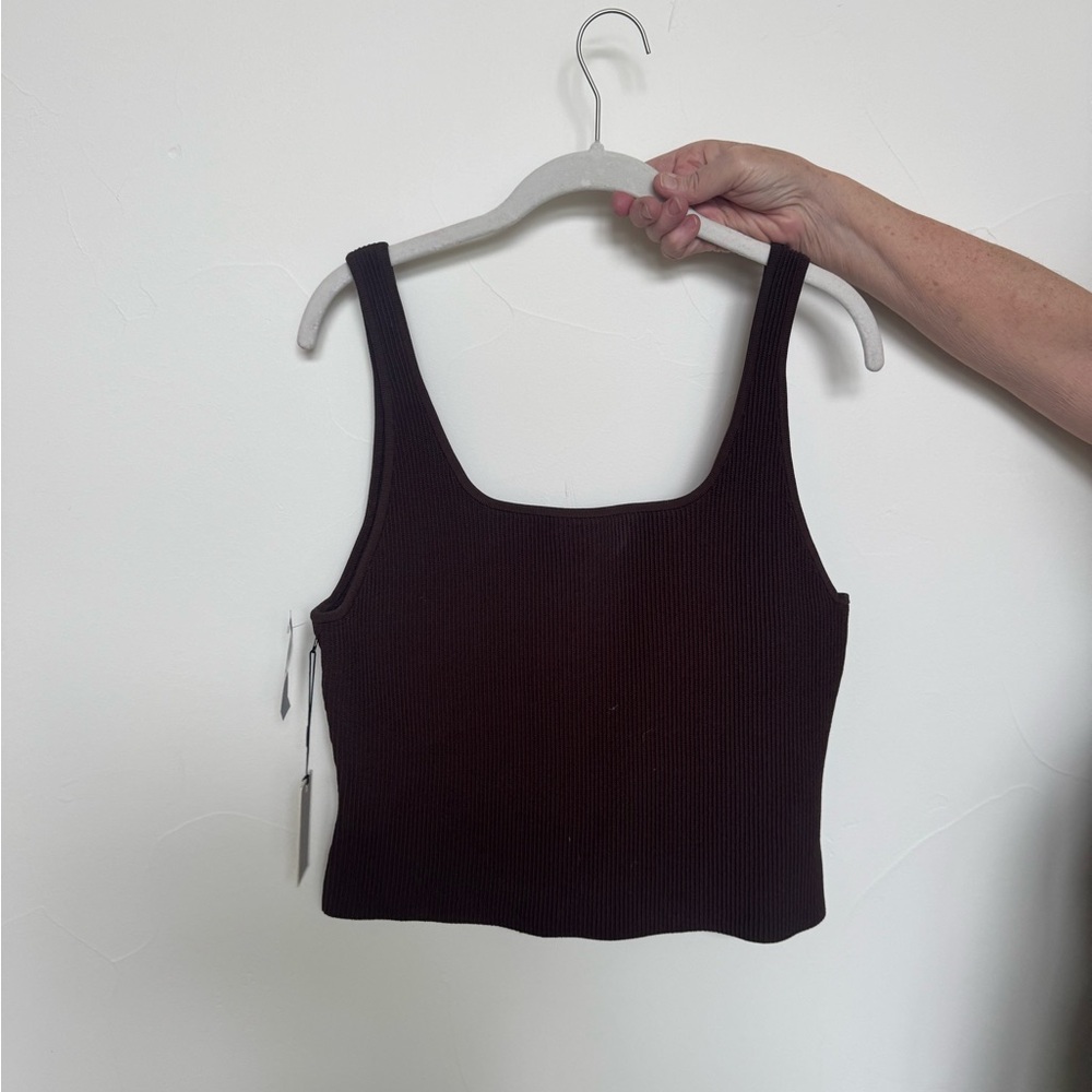 • Chocolate Brown Ribbed Women's Top •